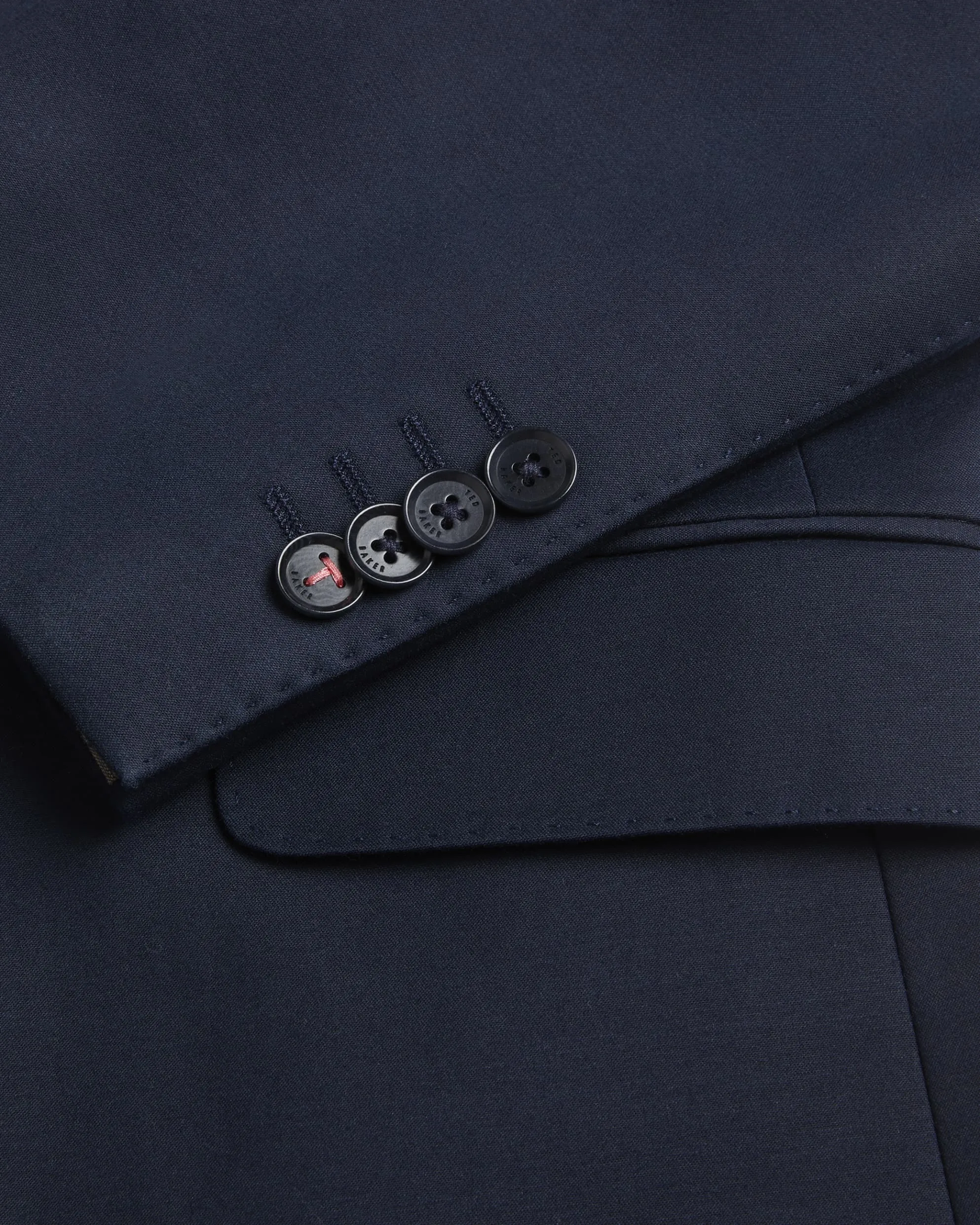 Felixj Slim Fit Stitch Detail Cotton Blazer Navy