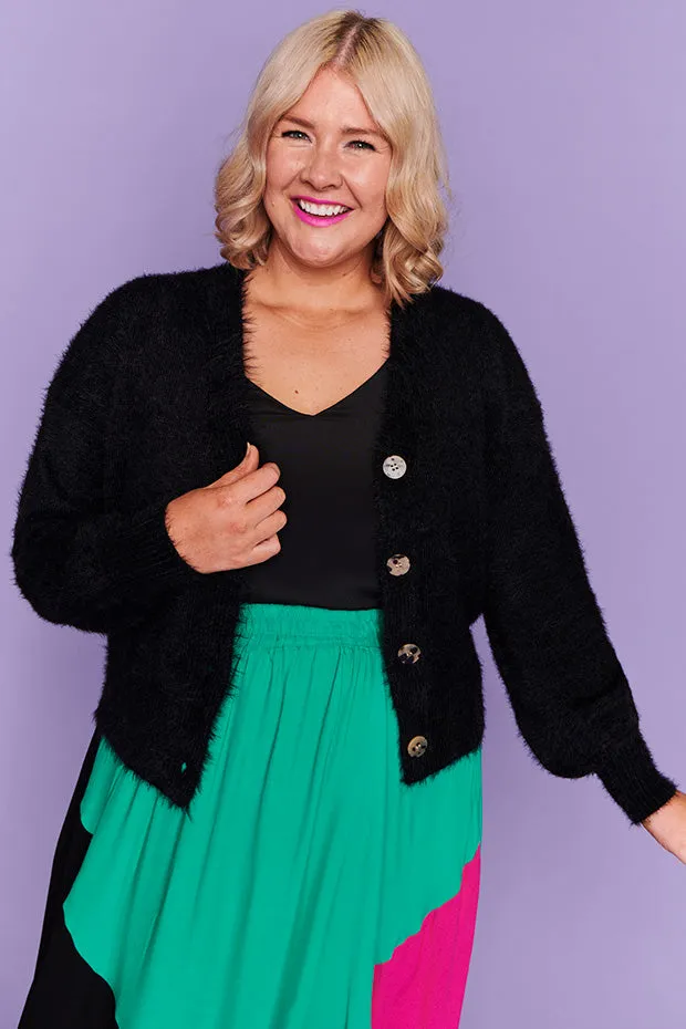 Fluffy Black Cardi