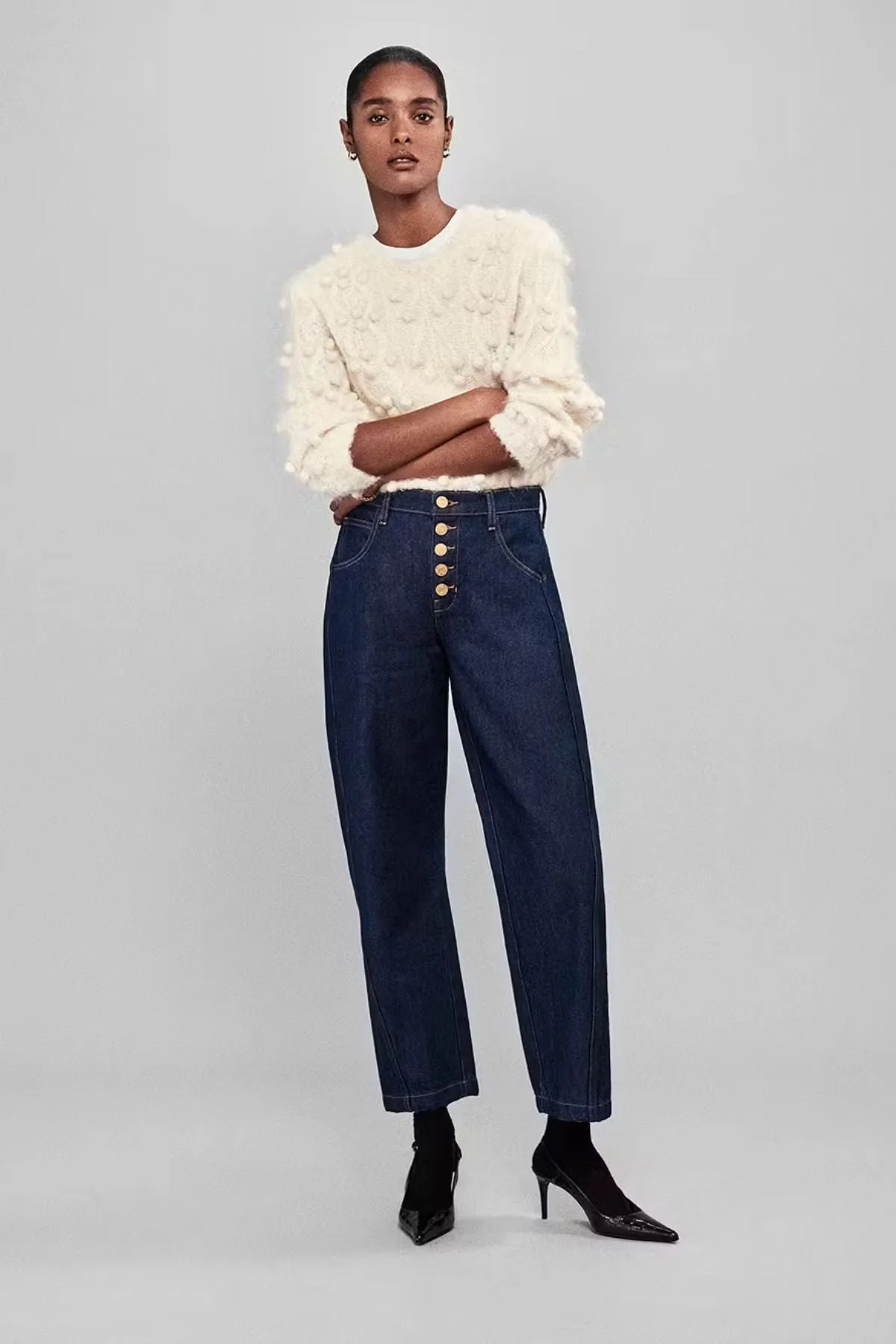 Frame Denim Popcorn Knit Jumper - Cream