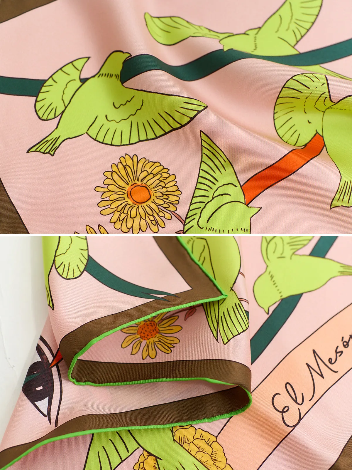 FRIDA x LOST PATTERN "House of Frida" Silk Bandana Scarf - Neon Green