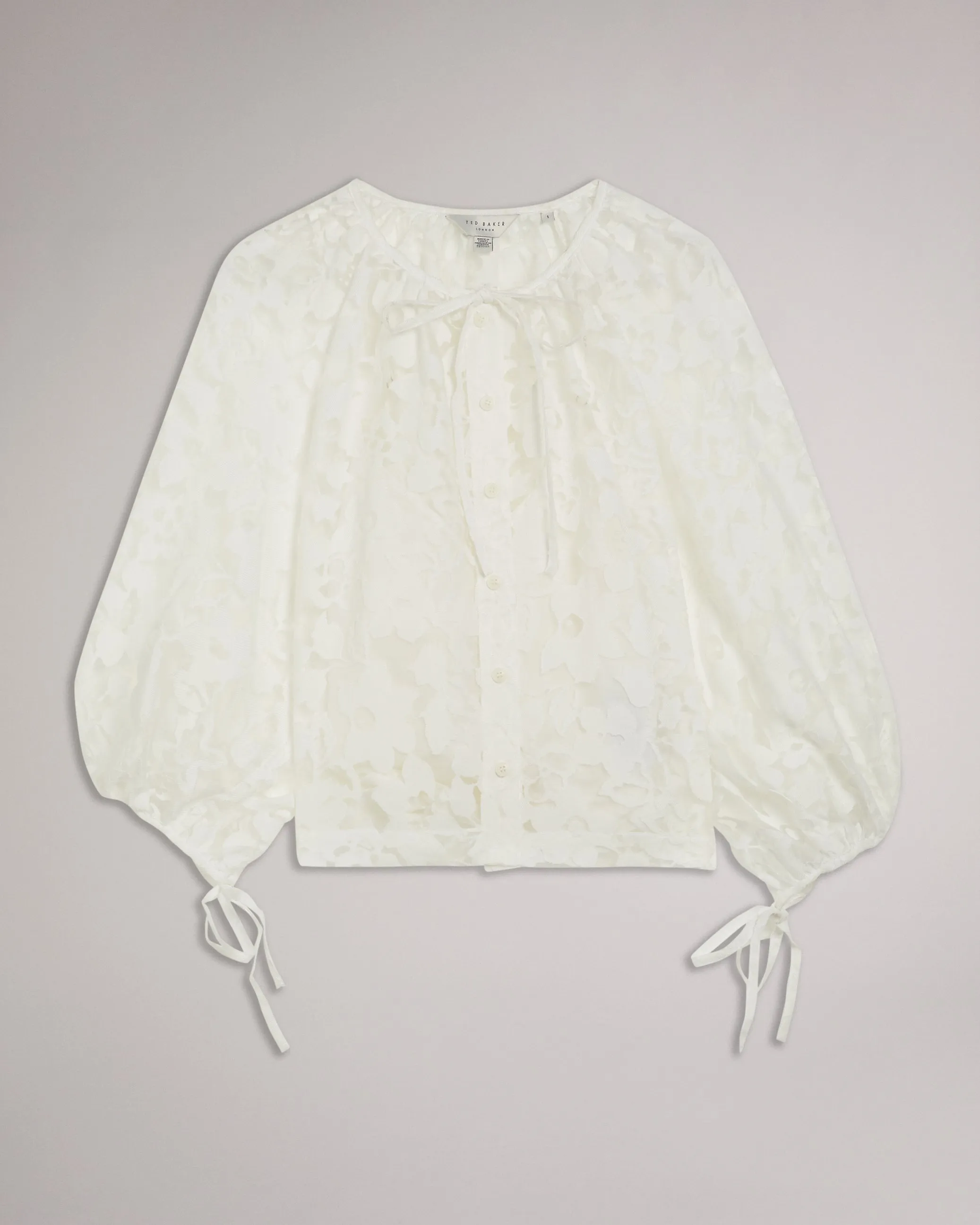 Gillou Puff Sleeve Blouse With Tie Detail White