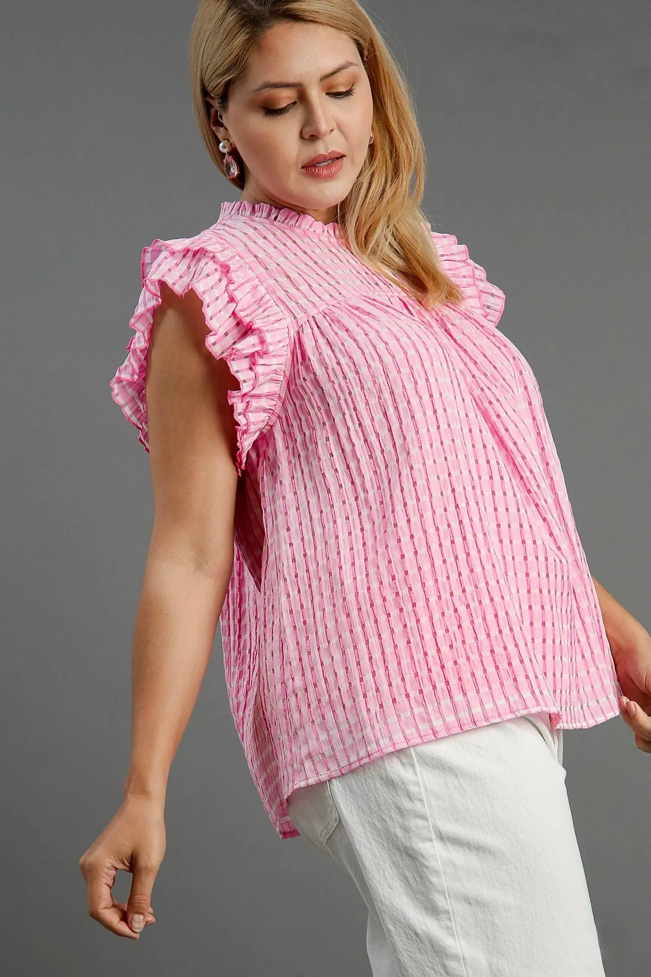 Gingham Perfection Pink Babydoll Top