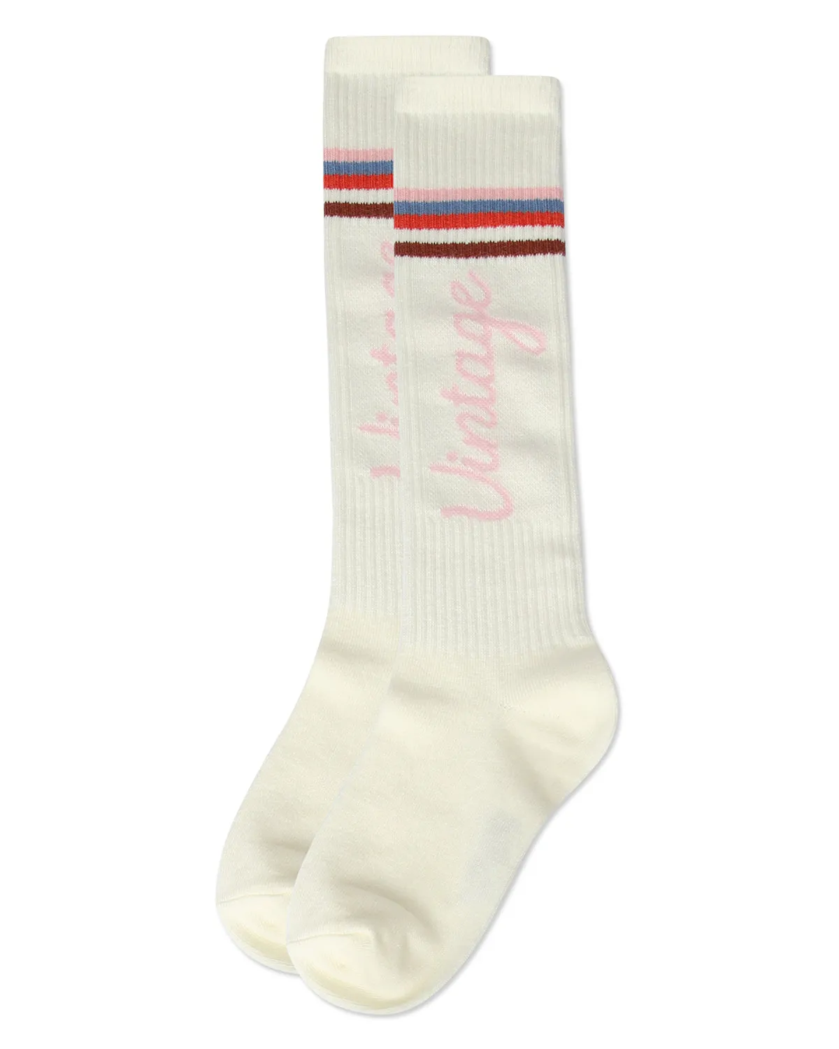 Girls Vintage Stripe Cotton Blend Knee High Socks