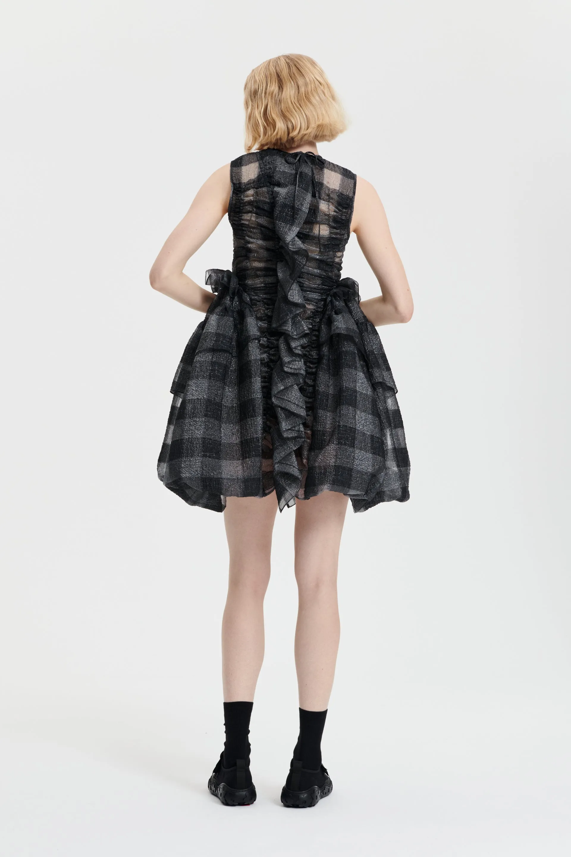 GISELLE | DRESS GINGHAM JACQUARD BLACK