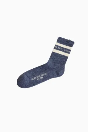 Golden Goose High Rib Striped Ripped Socks - Melange Blue