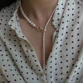 Graduated OT lock pearls necklace