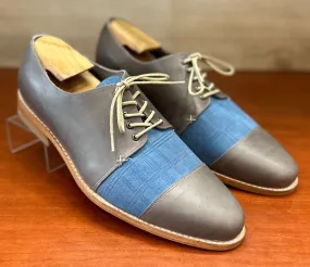 Henry Grey and Blue Leather Mens Derby shoes