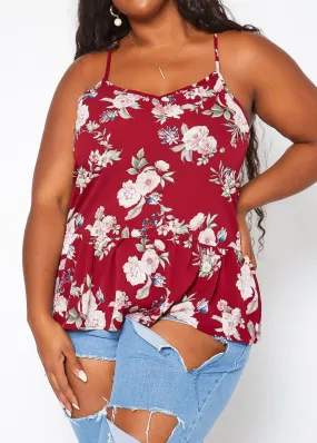 Hi Curvy Plus Size Women Floral Print V Neck Cami Top