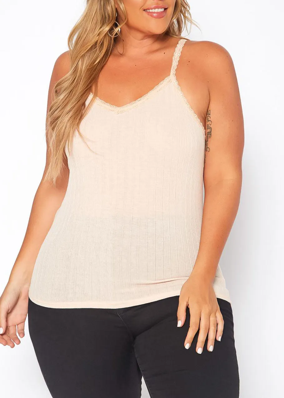 Hi Curvy Plus Size Women Lace Trim Cami Top