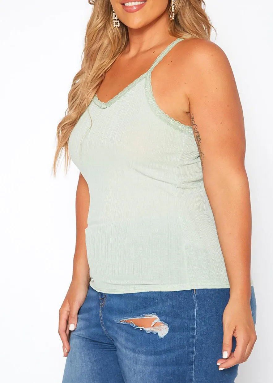 Hi Curvy Plus Size Women Lace Trim Cami Top