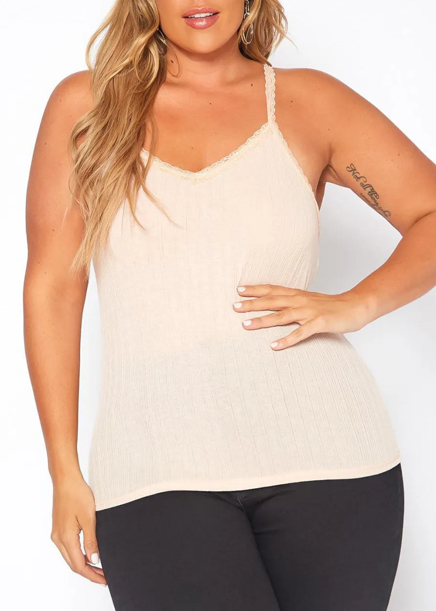 Hi Curvy Plus Size Women Lace Trim Cami Top