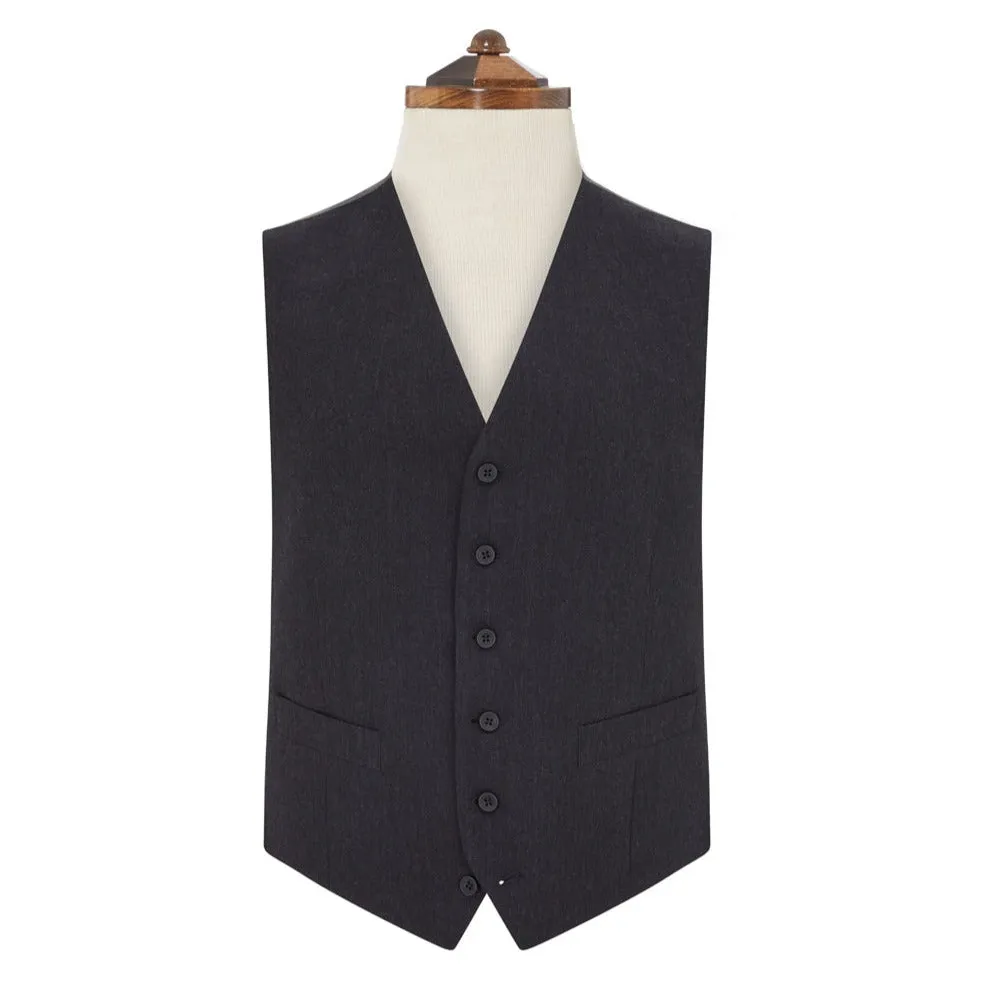 Hyde Charcoal Wide Herringbone Wool Waistcoat