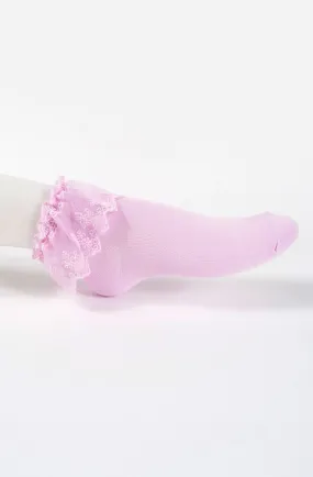 Instant Shipping! Ankle Socks with Lace in Lilac