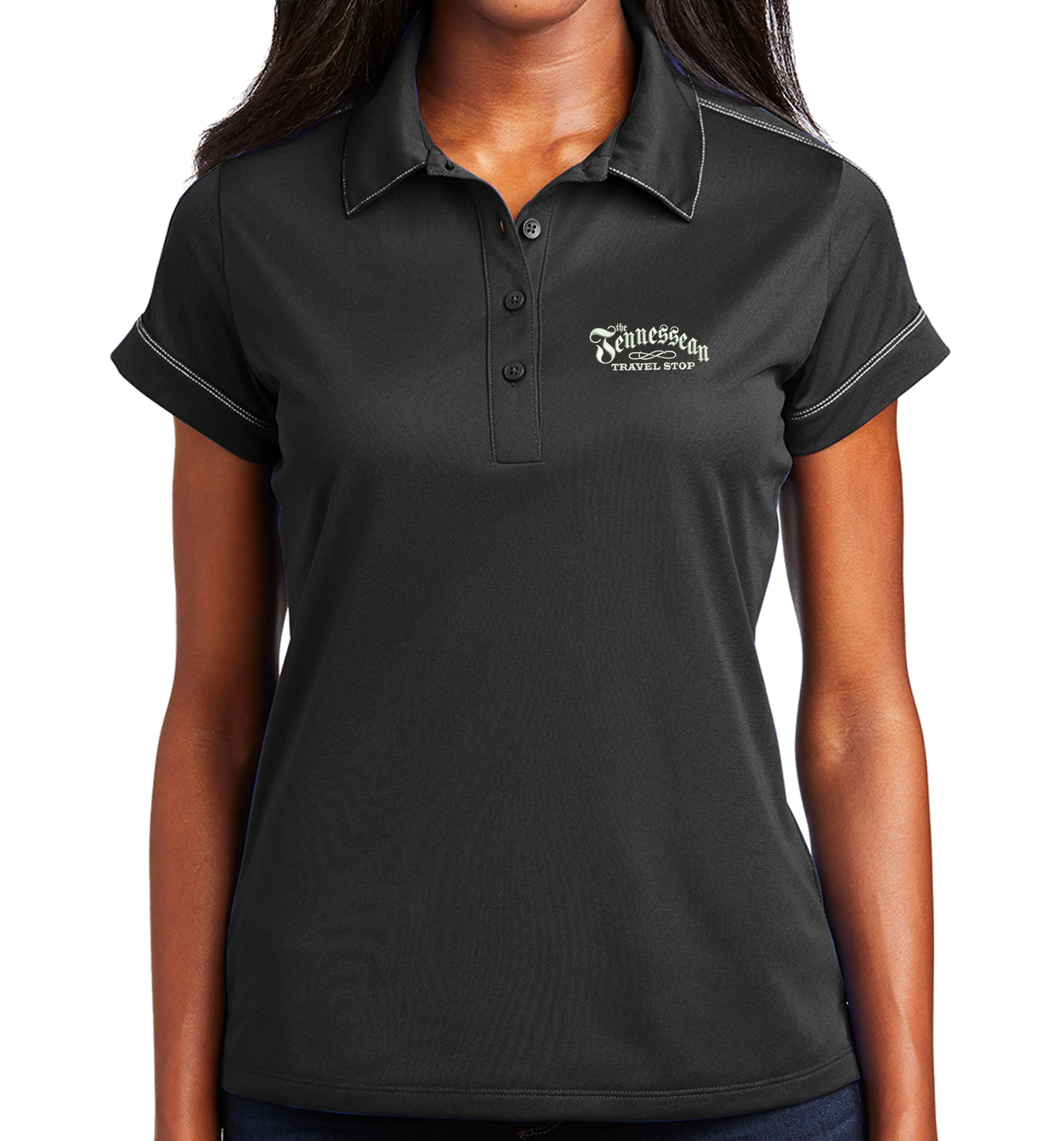 Item# LST659 Sport-Tek® Ladies Contrast Stitch Micropique Sport-Wick® Polo