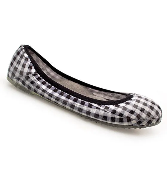 ja-vie black gingham jelly flats shoes