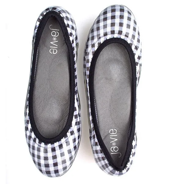 ja-vie black gingham jelly flats shoes