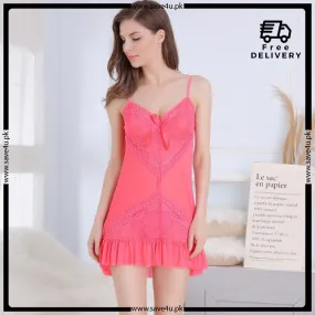 Lace Nightwear V Neck With G-String Panty