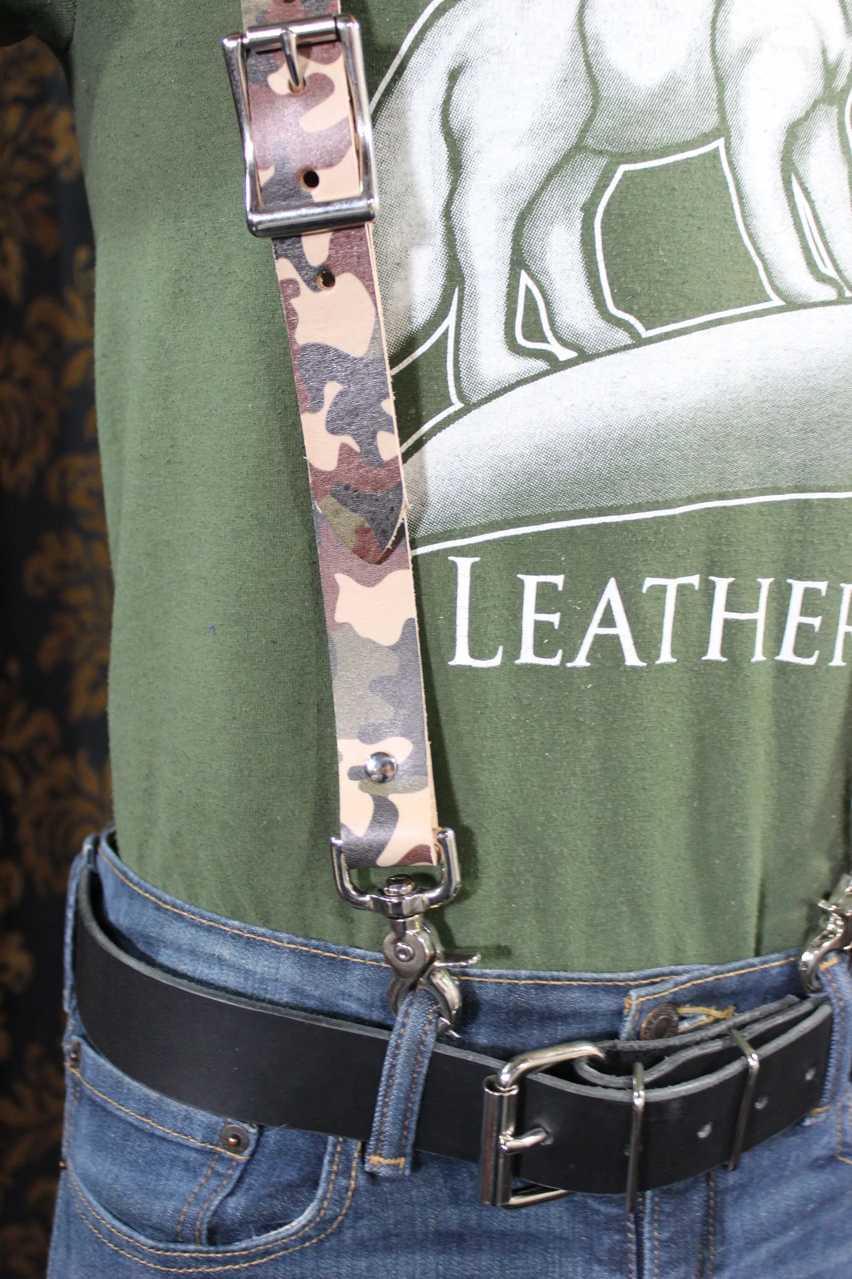 Limited Edition Camouflage Leather Convertible Suspenders