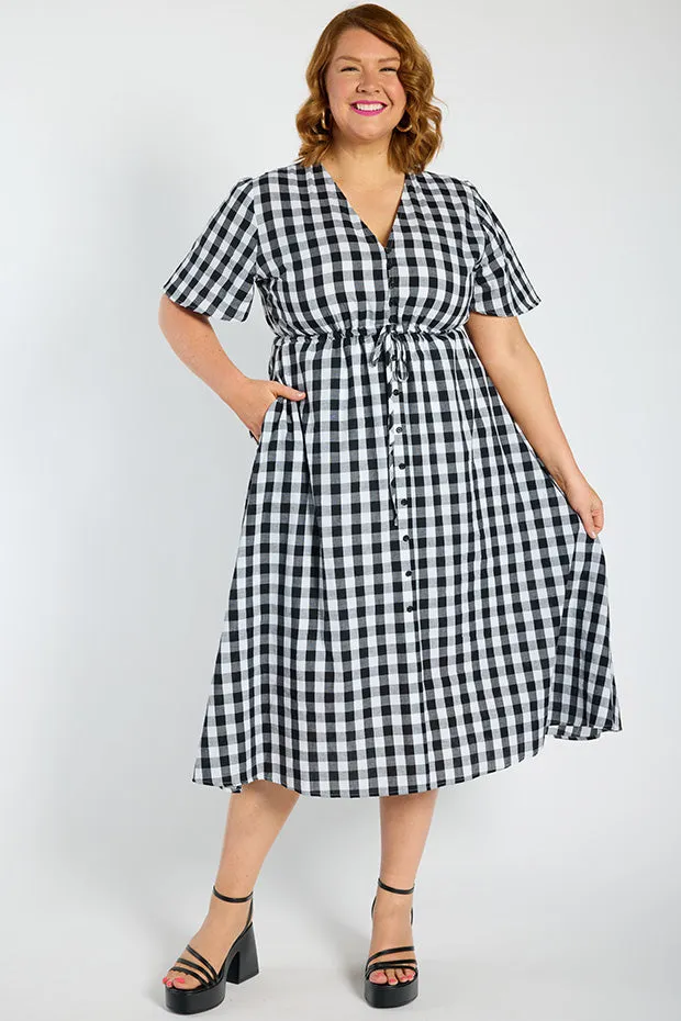 Marley Gingham Black Dress