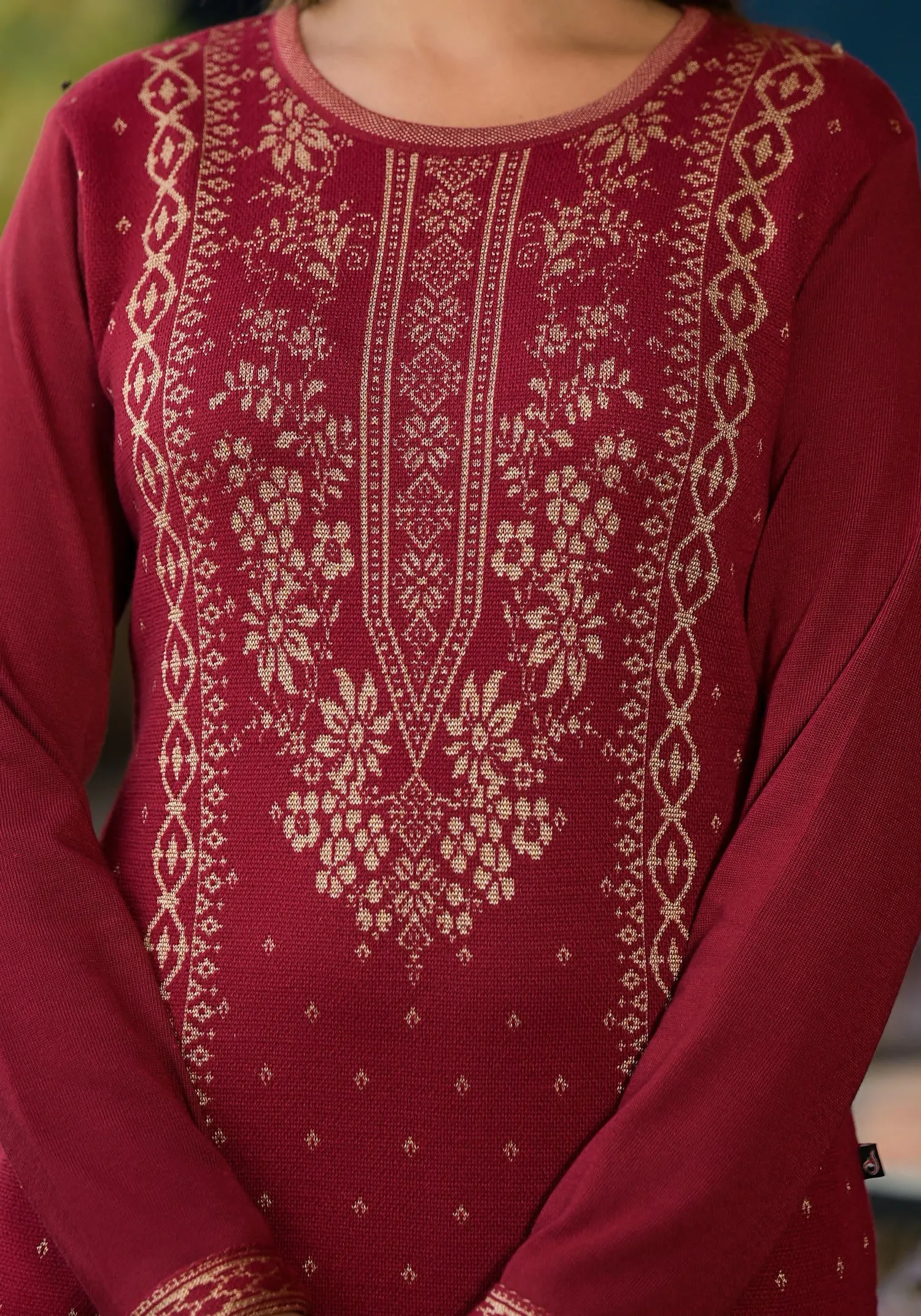 Maroon Ethnic Motif Printed Polycotton Kurta