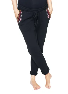 Maternity Embroidered Pants - Black