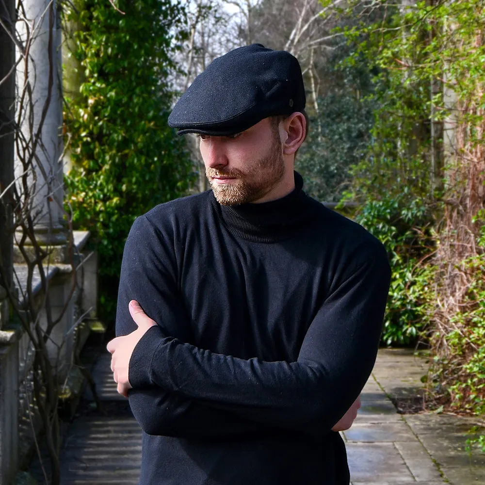 Melton Wool Flat Cap - Black