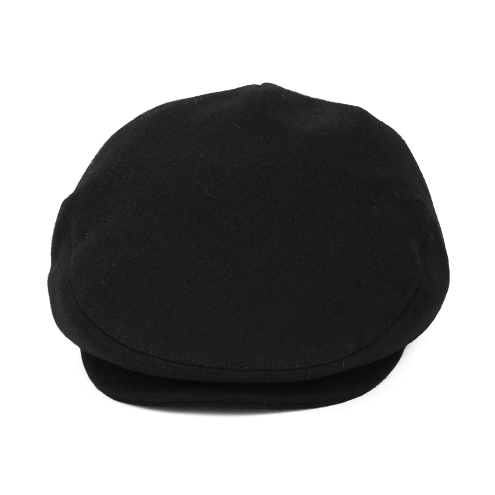 Melton Wool Flat Cap - Black