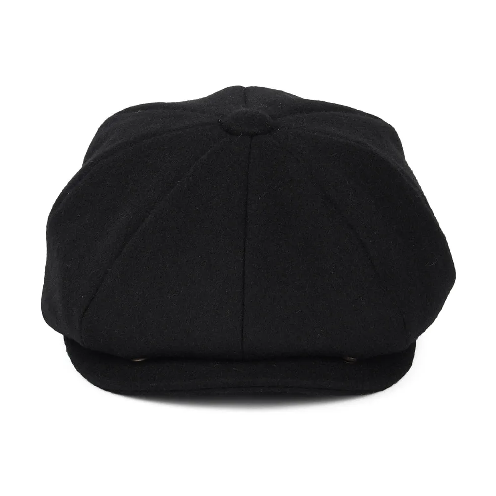 Melton Wool Newsboy Cap - Black