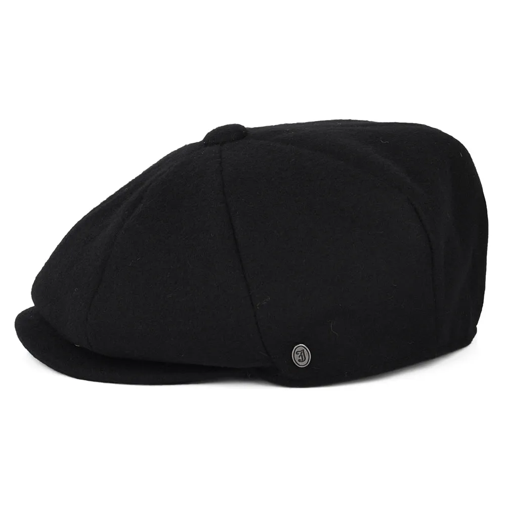 Melton Wool Newsboy Cap - Black