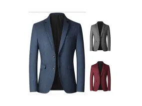 Men's Suit Jacket Single Breasted Polo Plaid Business Casual Tight Suit Blazer | X105