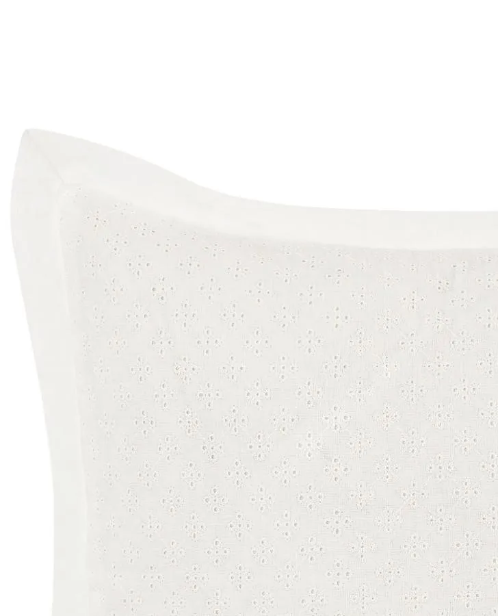 Mila White Eyelet Throw Pillow