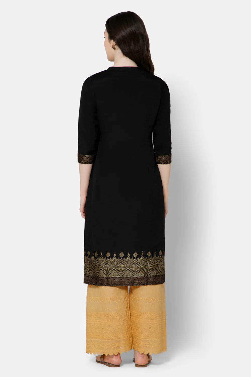 Mythri Women's Ethnic Wear Straight kurta - Black - KU53