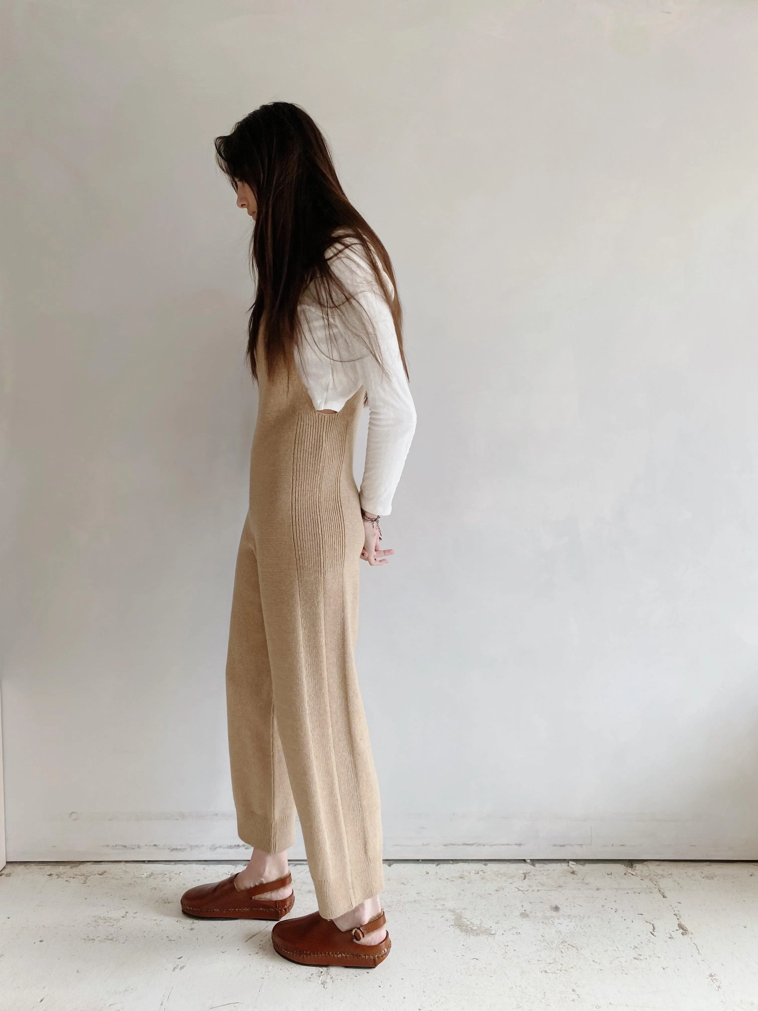 nadi knit overalls in camel