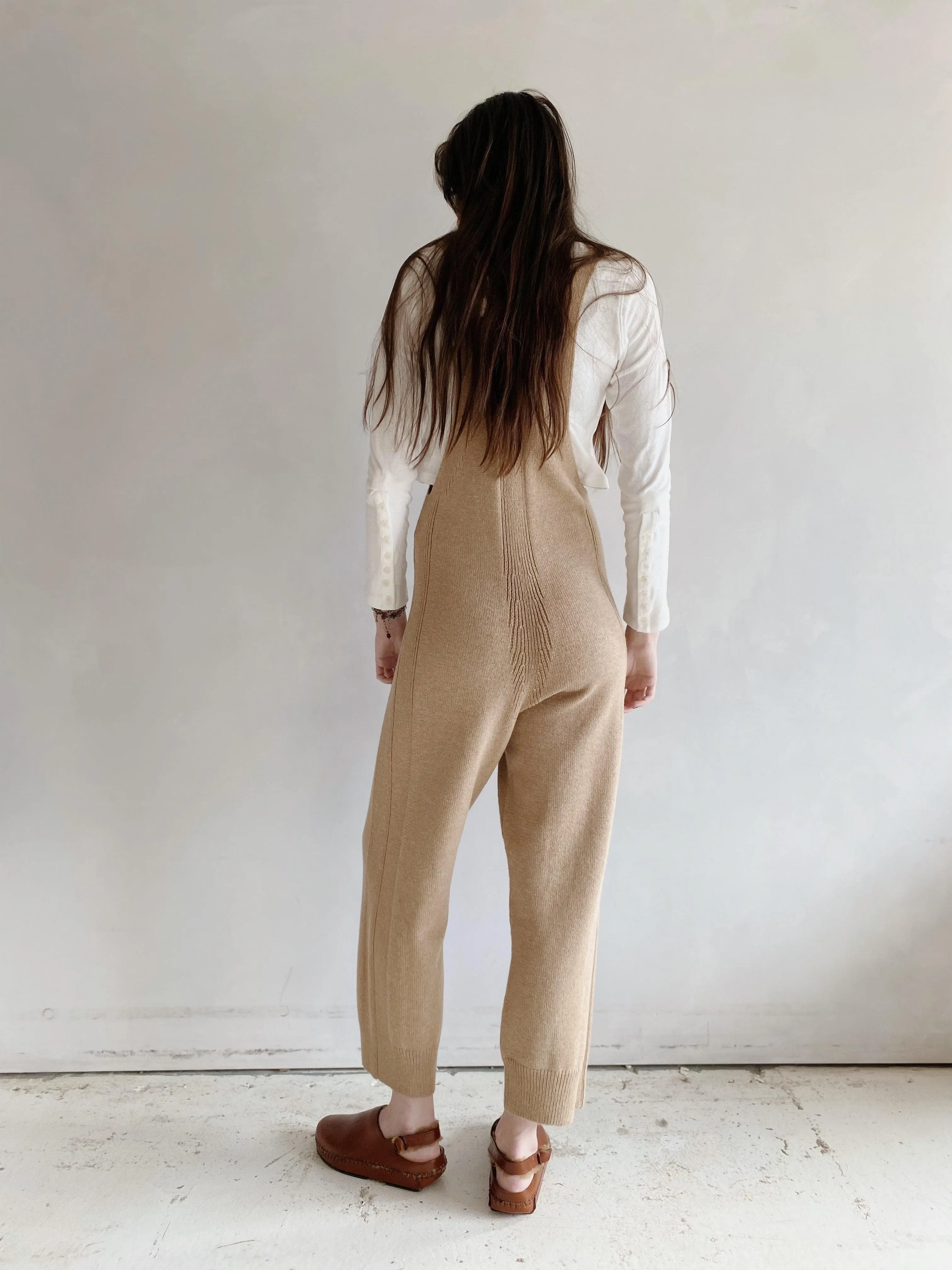 nadi knit overalls in camel