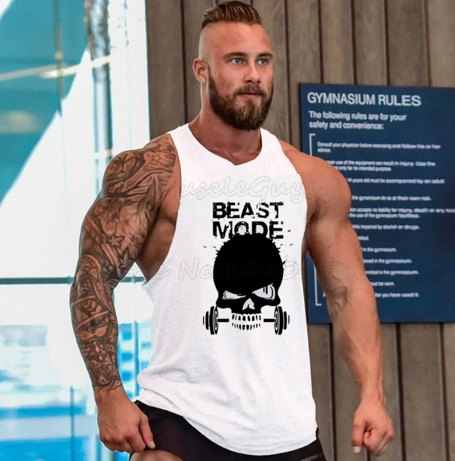 New Skull Beast Gyms Clothing Bodybuilding Tank Top Men Fitness Singlet Sleeveless Shirt Golds Cotton muscle Vest for man