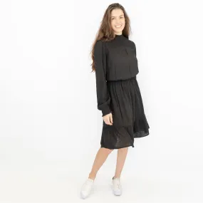 Next Black Long Sleeve High Neck Lightweight Knee Length Dress