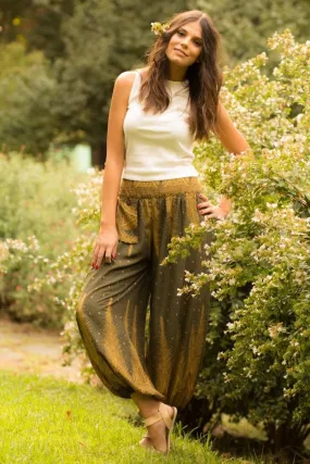 Olive Green Feather Pants