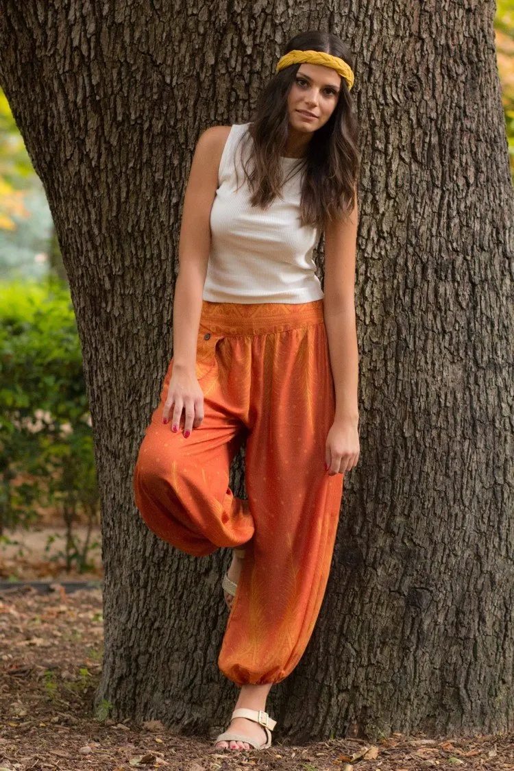 Orange Feather Pants