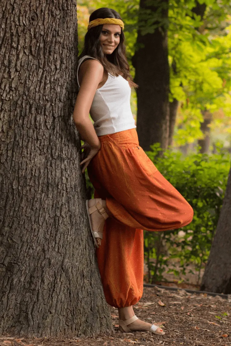 Orange Feather Pants