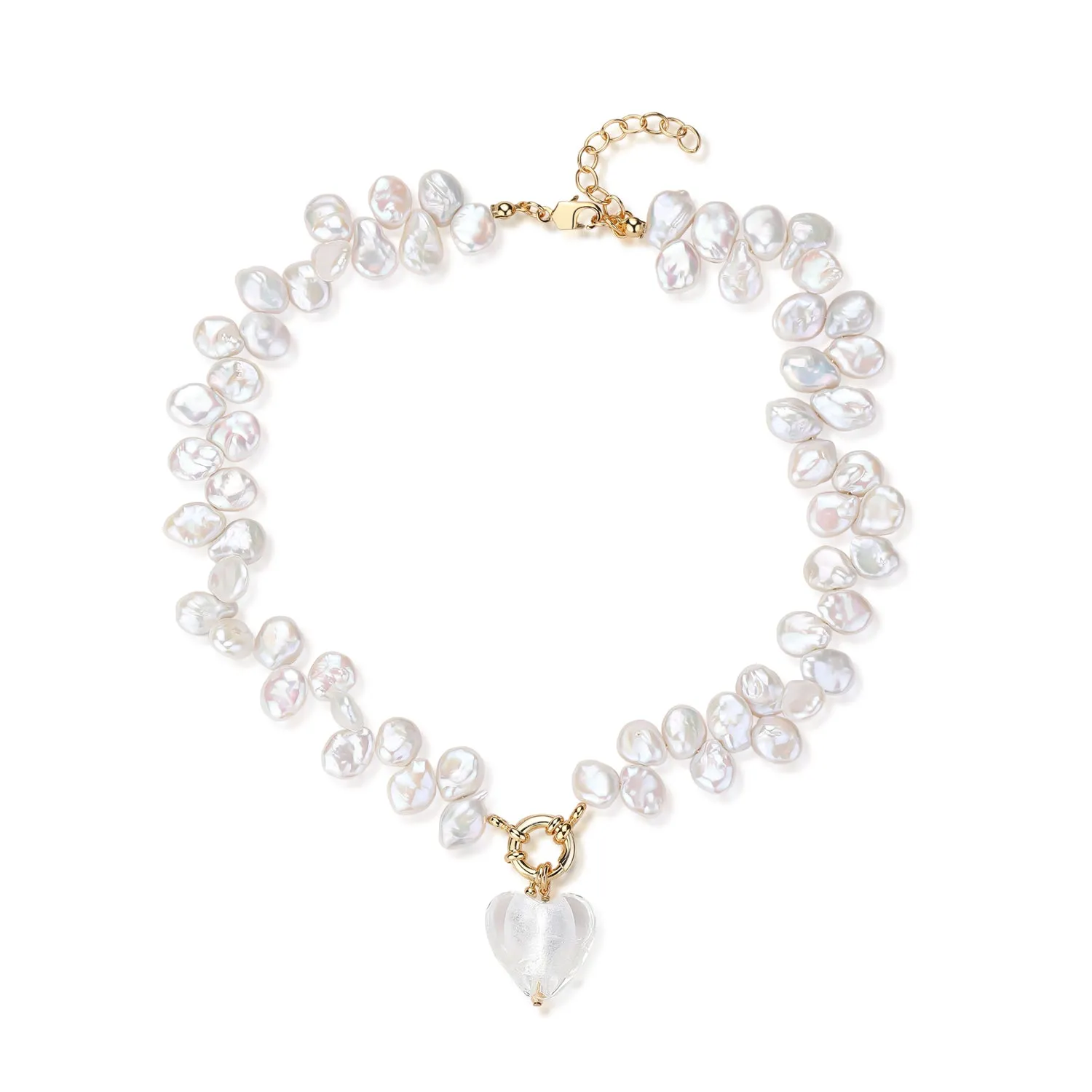 Petal Pearls Heart Pendant Necklace