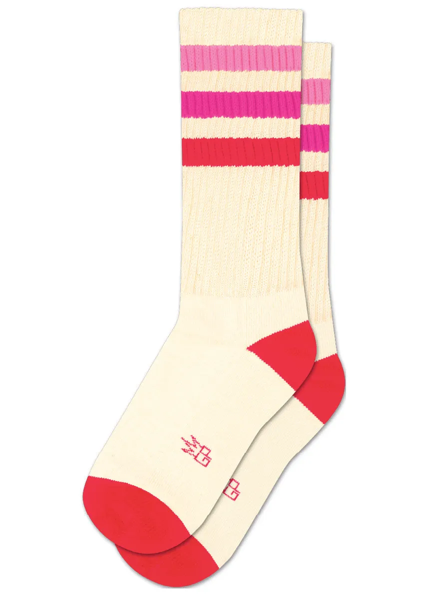 Pink Gradient Stripe Retro Gym Socks