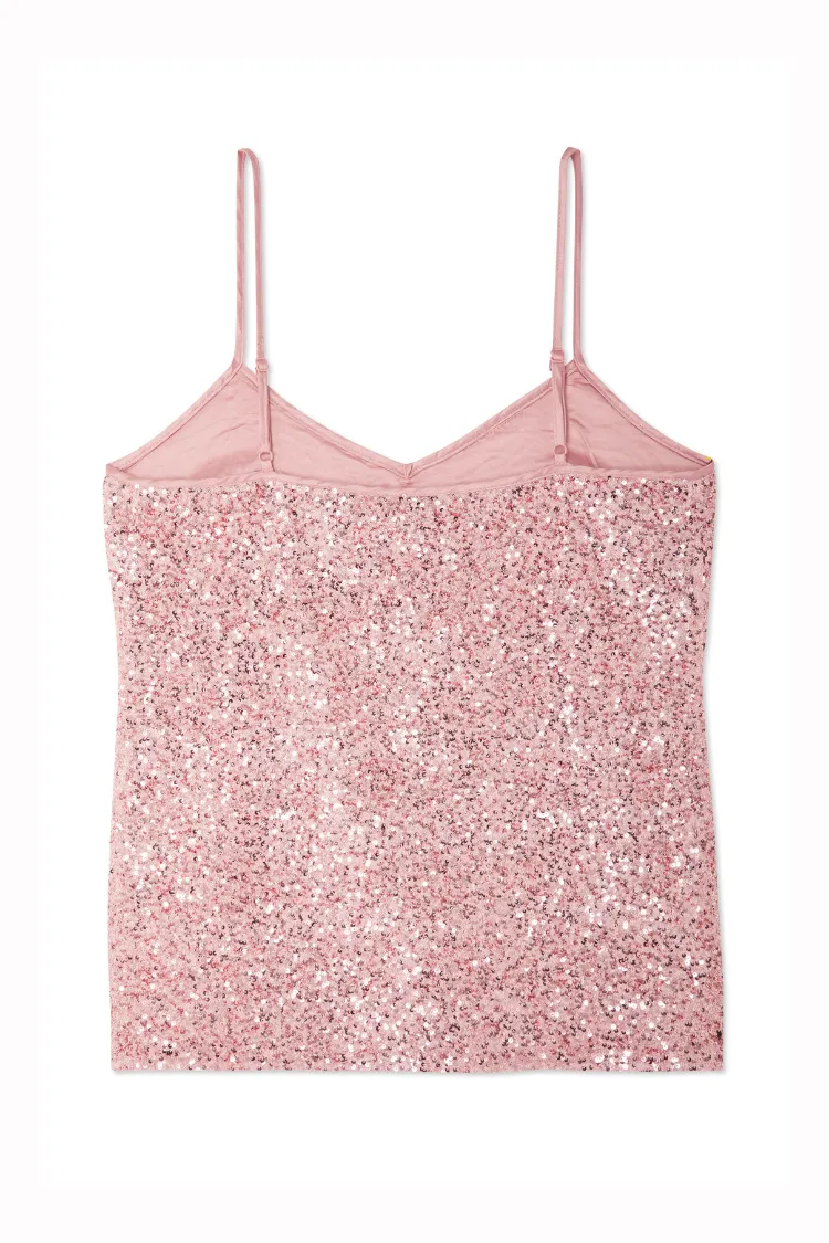 Pink Sequin Cami Top