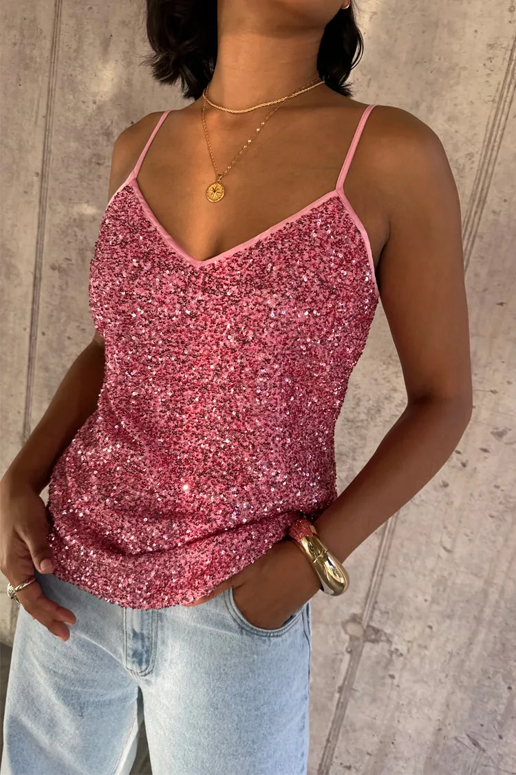 Pink Sequin Cami Top