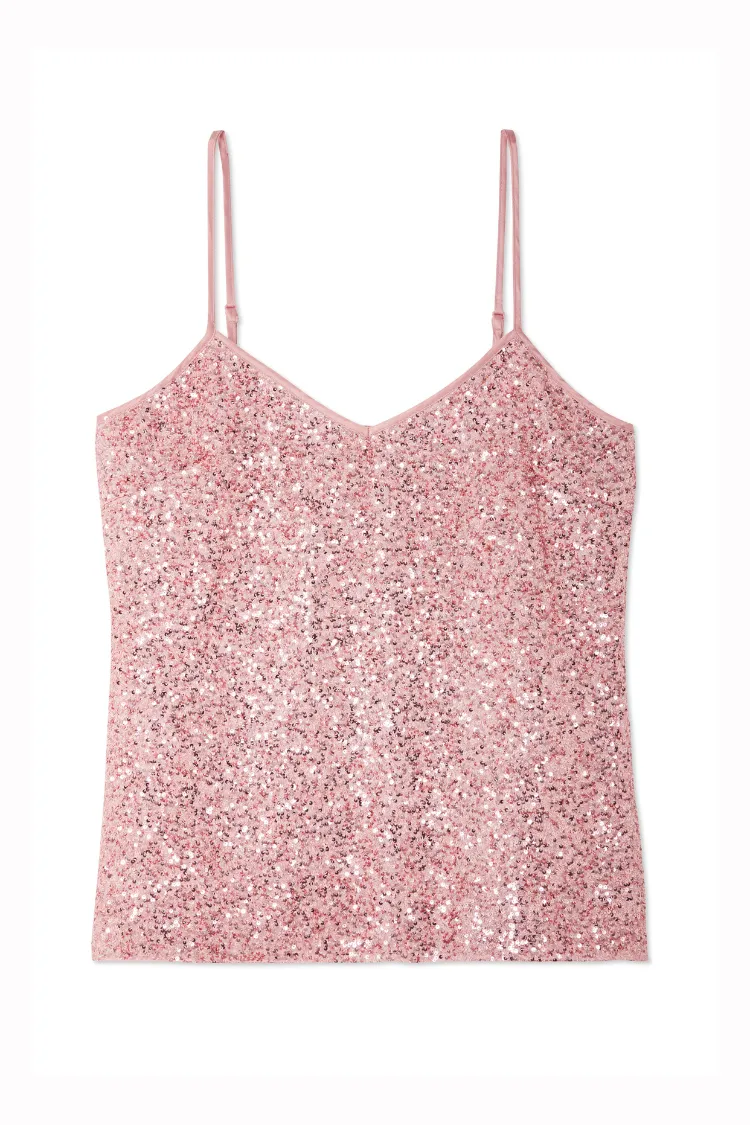 Pink Sequin Cami Top