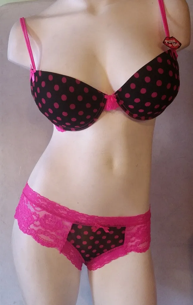 Polka Dot Pink Bra & Panty Set