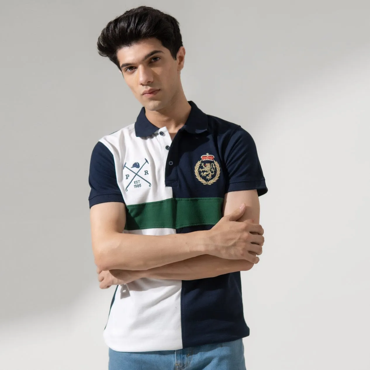 Polo Republica Men's Lion Crest & Mallets Embroidered Polo Shirt