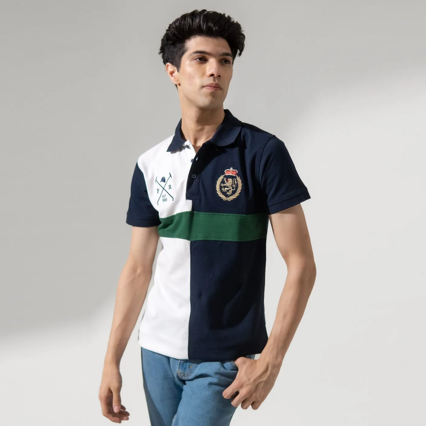 Polo Republica Men's Lion Crest & Mallets Embroidered Polo Shirt