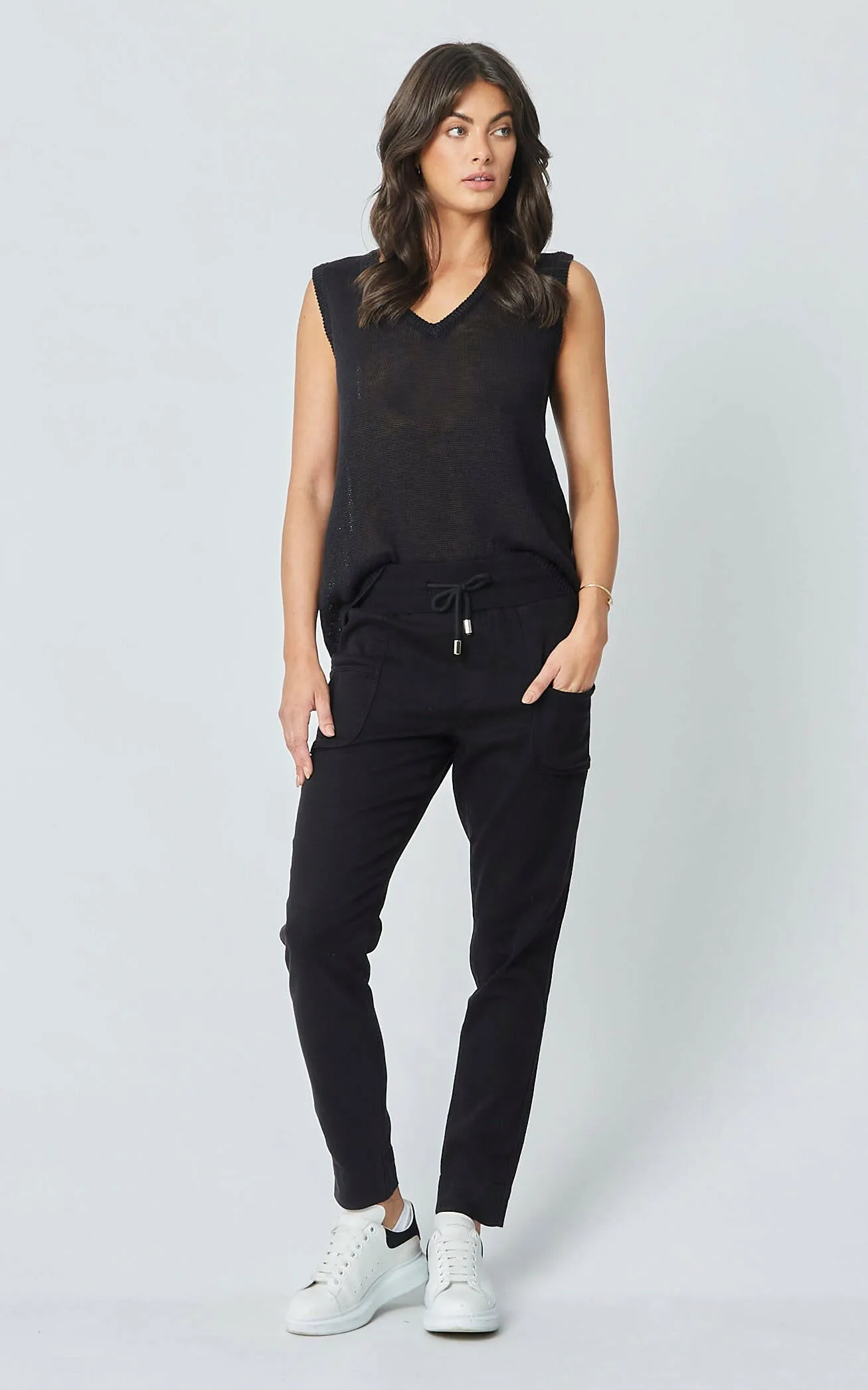 Ricita Black Linen Knit Top