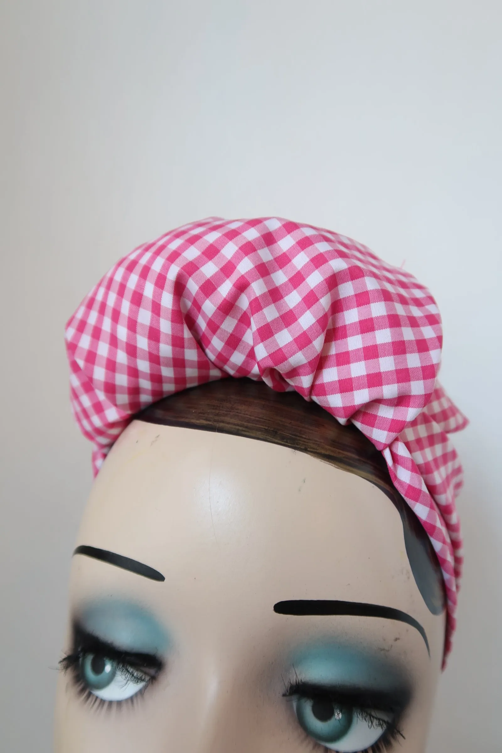 SALE ITEM: PINK GINGHAM Self-tie 1940s Style Headscarf/Bandana