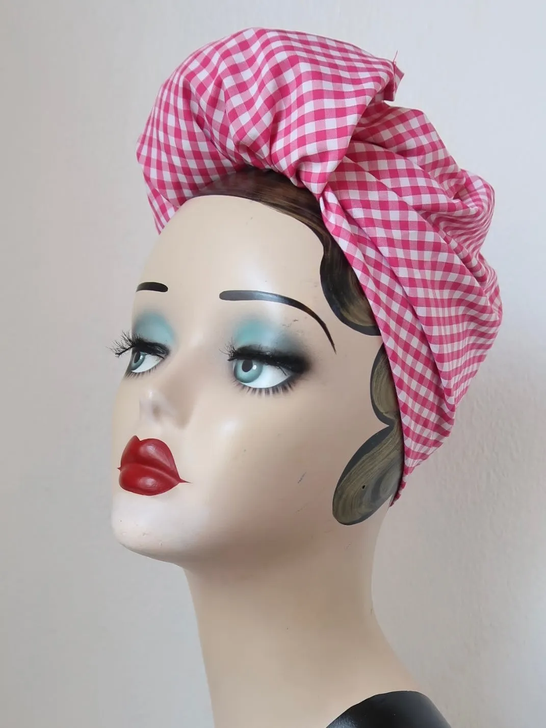 SALE ITEM: PINK GINGHAM Self-tie 1940s Style Headscarf/Bandana